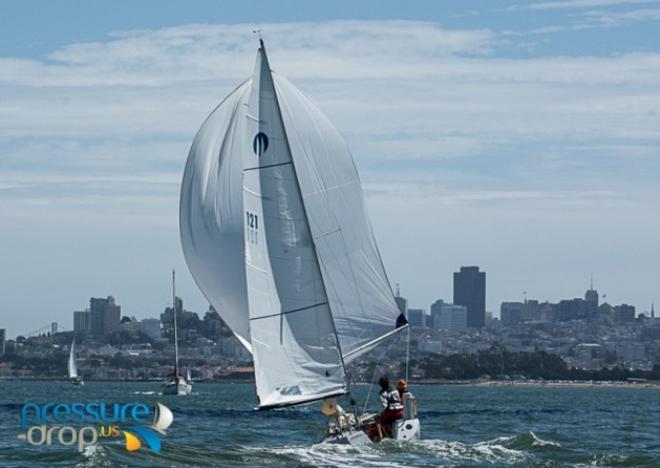 Karl Robrock's Snafu chases Peter Schoen's Moortician to finish line - Doublehanded Lightship Race 2015 © Erik Simonson/ pressure-drop.us http://www.pressure-drop.us